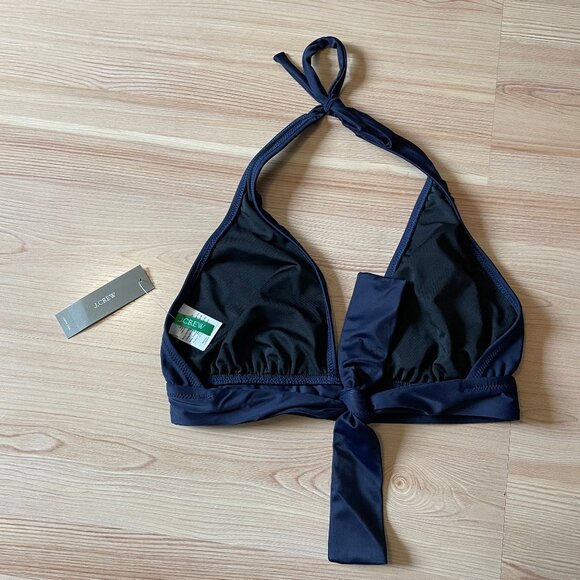 NWT J.Crew DD halter tie-back bikini top, Navy, XS - Picture 3 of 4